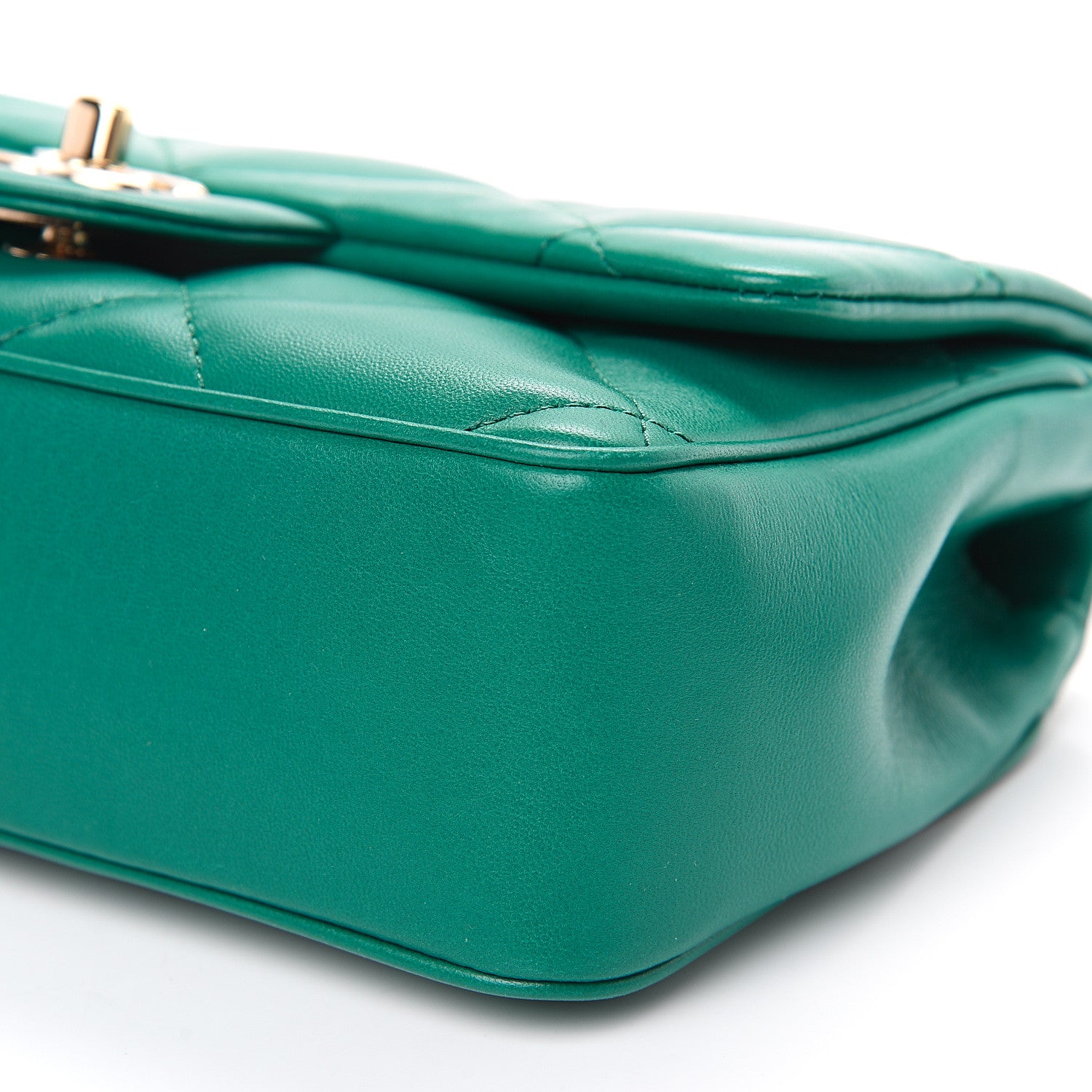 Chanel Lambskin Quilted CC Flap Bag Green 8 of 9
