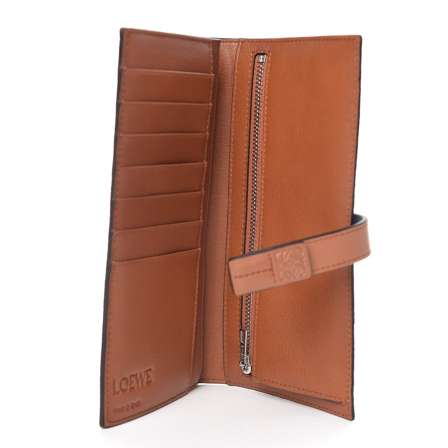Loewe Grained Calfskin Large Vertical Wallet Steel Blue Tan 8 of 10