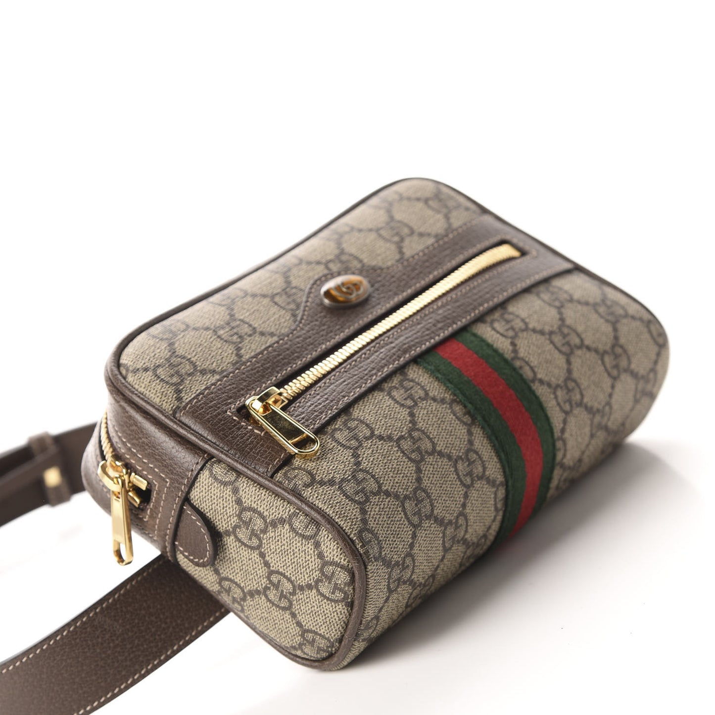 GG Supreme Monogram Web Small Ophidia Belt Bag 75 30 Dark Brown
