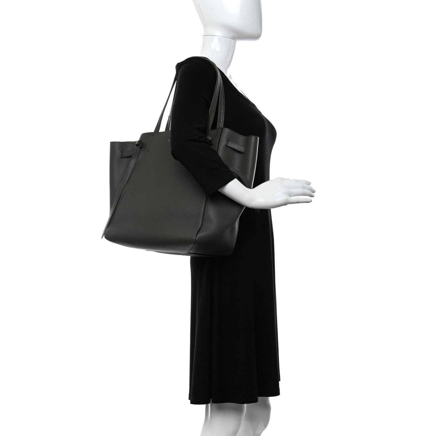 Celine Soft Grained Calfskin Small Belt Cabas Phantom Grey 2 of 13
