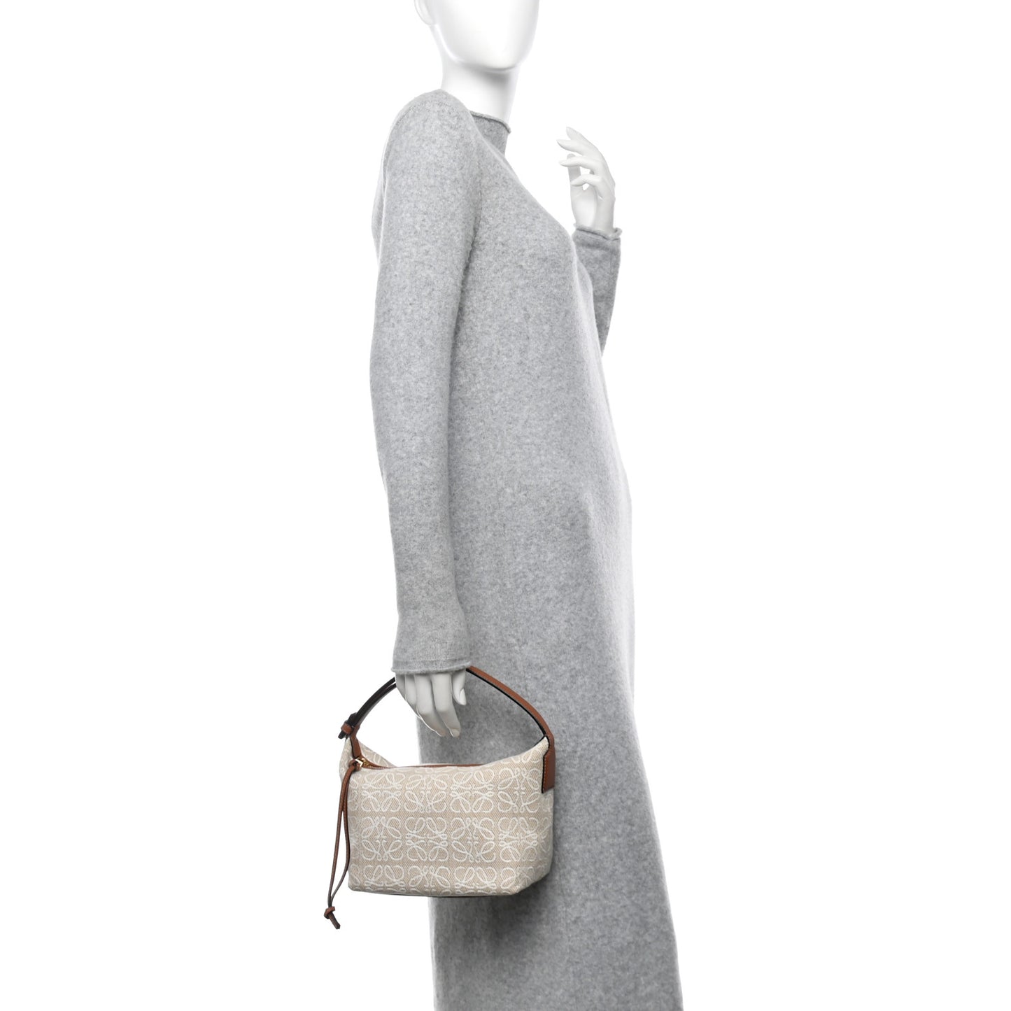 Jacquard Anagram Calfskin Small Cubi Bag  Ecru Tan