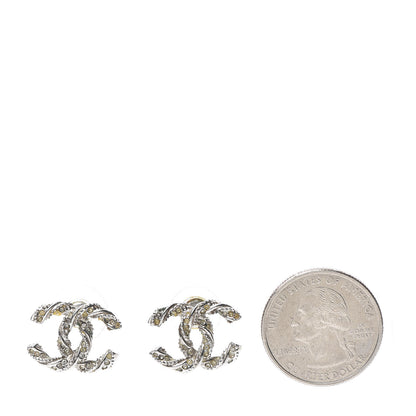 Chanel Crystal Twisted CC Earrings Silver 2 of 5