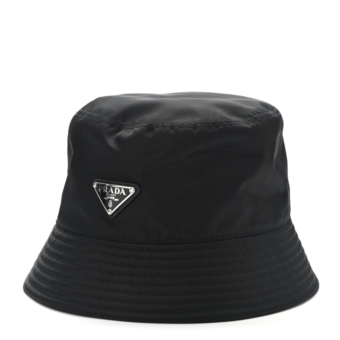 Re-Nylon Metal Triangle Logo Womens Bucket Hat L Black