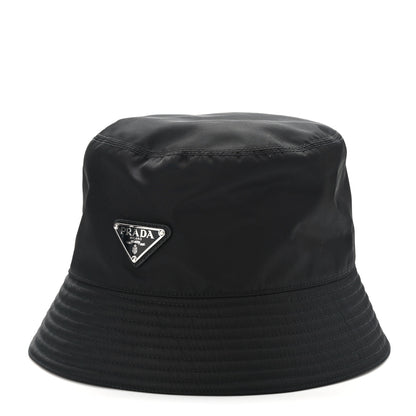Prada Re-Nylon Metal Triangle Logo Womens Bucket Hat L Black 1 of 8