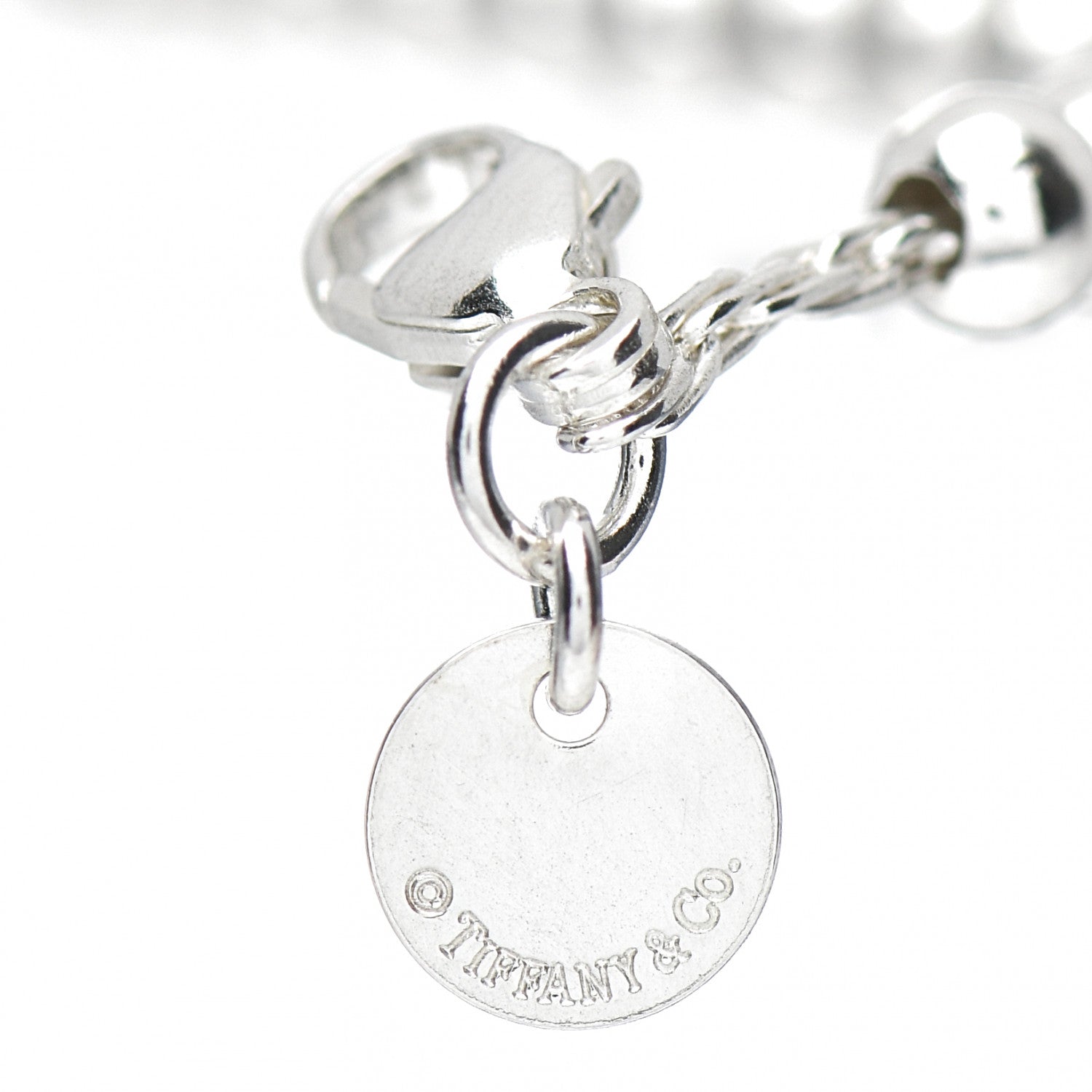 Tiffany Sterling Silver 4mm Mom Heart Tag Bead Bracelet 3 of 3