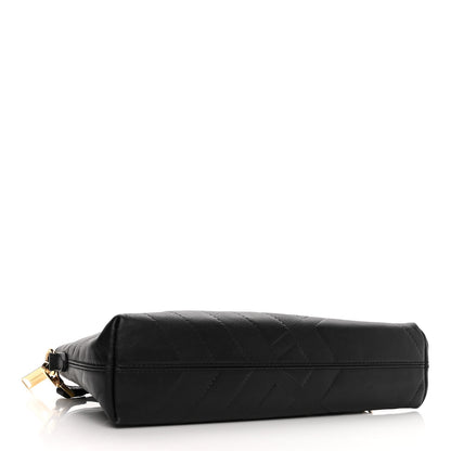 Burberry Calfskin Check Embossed Small Chichester Crossbody Clutch Bag Black 4 of 10