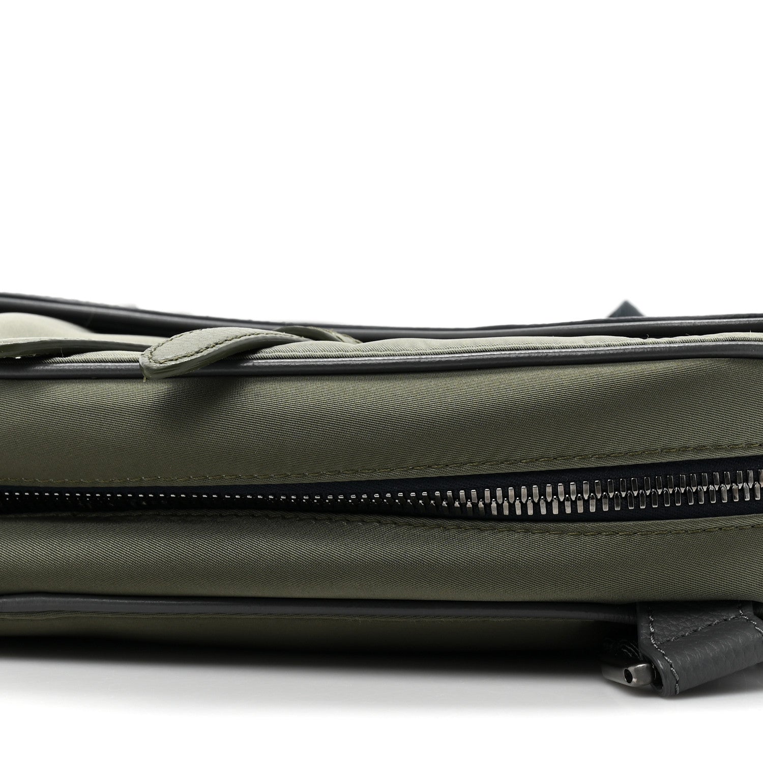 Christian Dior X SACAI Grained Calfskin Technical Fabric Mens Saddle Bag Olive Navy Blue 8 of 9