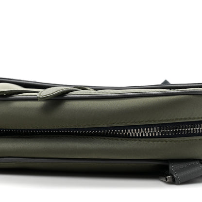 Christian Dior X SACAI Grained Calfskin Technical Fabric Mens Saddle Bag Olive Navy Blue 8 of 9