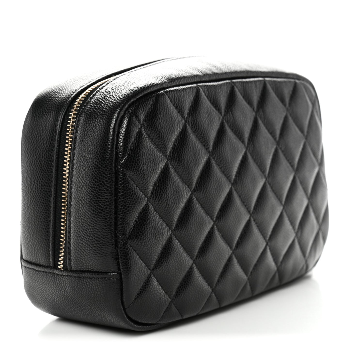 Caviar Quilted Medium Curvy Pouch Cosmetic Case Black