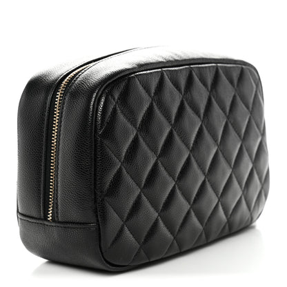 Chanel Caviar Quilted Medium Curvy Pouch Cosmetic Case Black 3 of 7