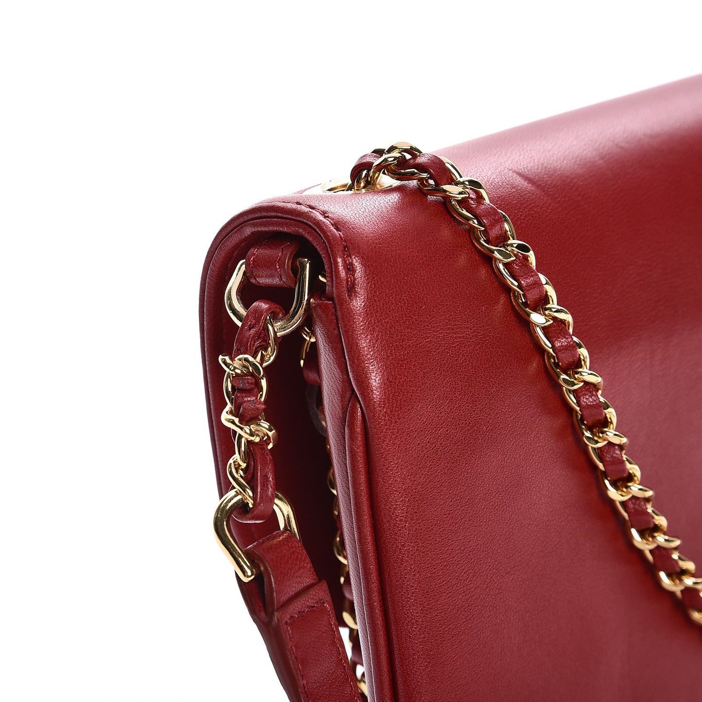 Lambskin Quilted Large CC Unchained Crossbody Red