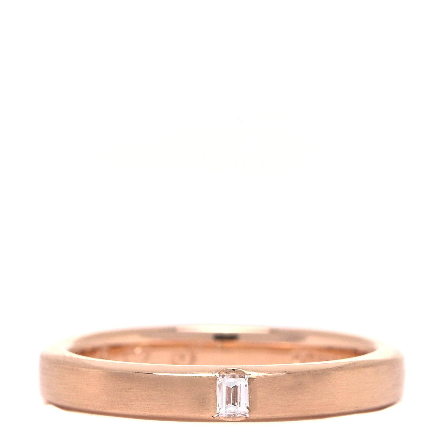 Tiffany 18K Rose Gold Diamond Essential Band Satin Baguette Ring 47 4 1 of 5