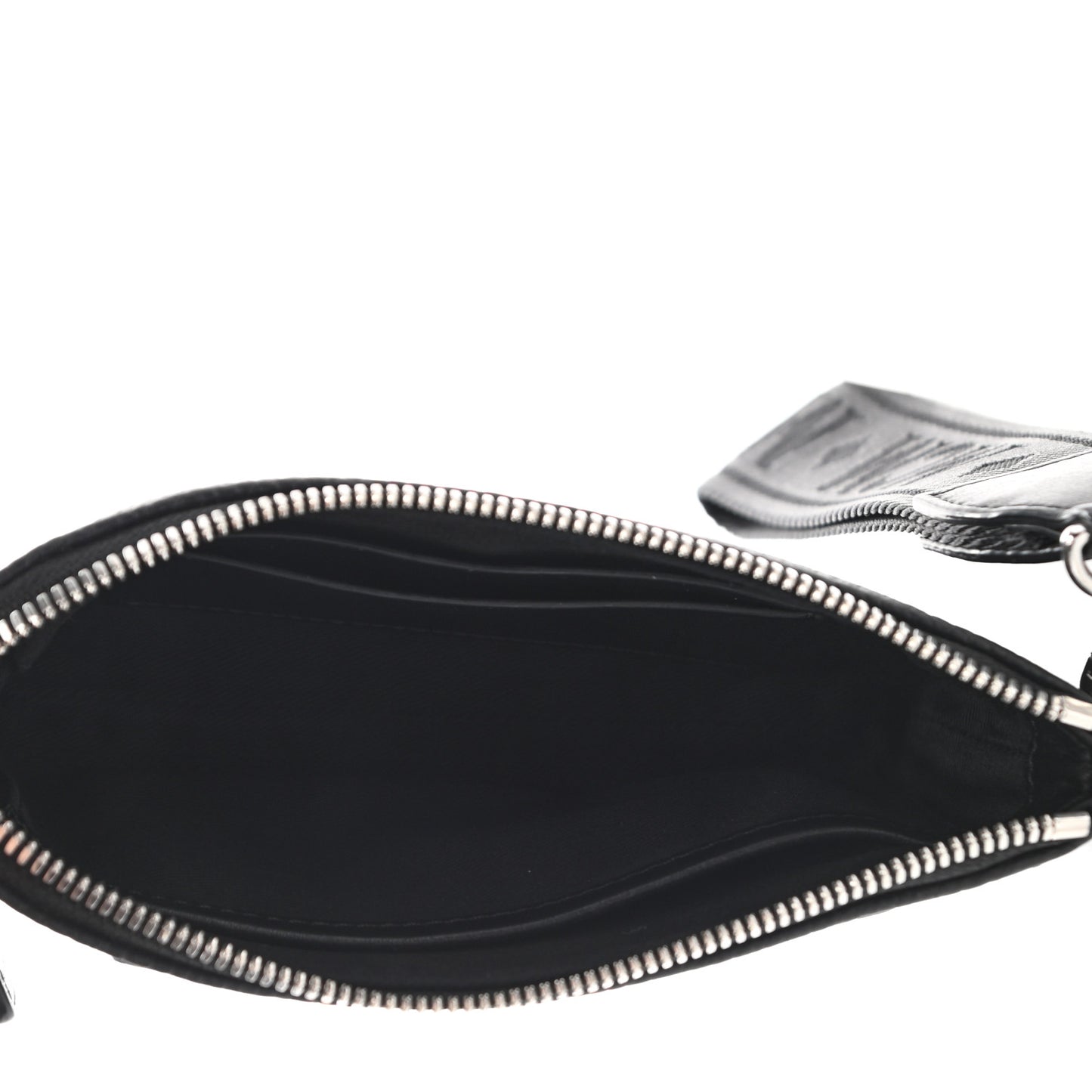 Calfskin Wristlet Logo Pouch Black