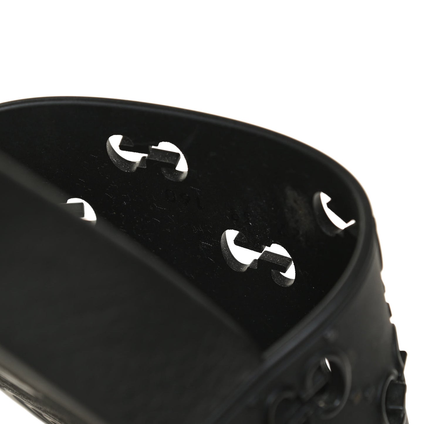 Rubber GG Monogram Perforated Womens Slide Sandals 38 Black