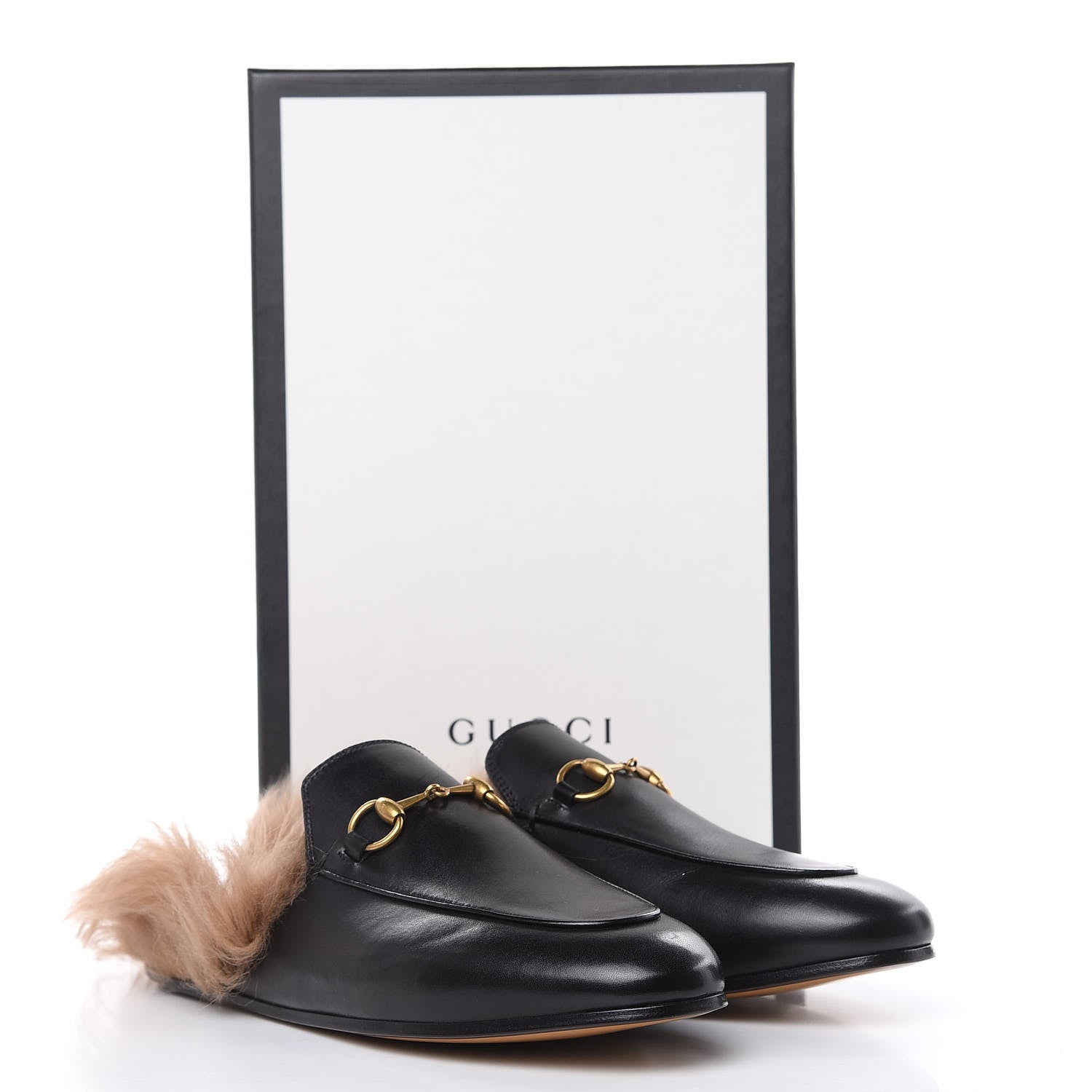 Gucci Calfskin Fur Womens Princetown Slippers 37.5 Black 9 of 9