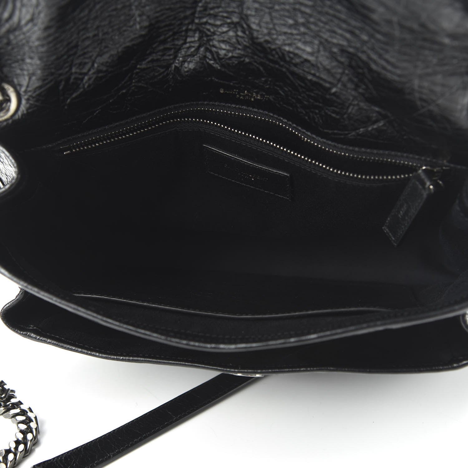 Saint Laurent Crinkled Calfskin Matelasse Monogram Medium Niki Chain Satchel Black 5 of 9