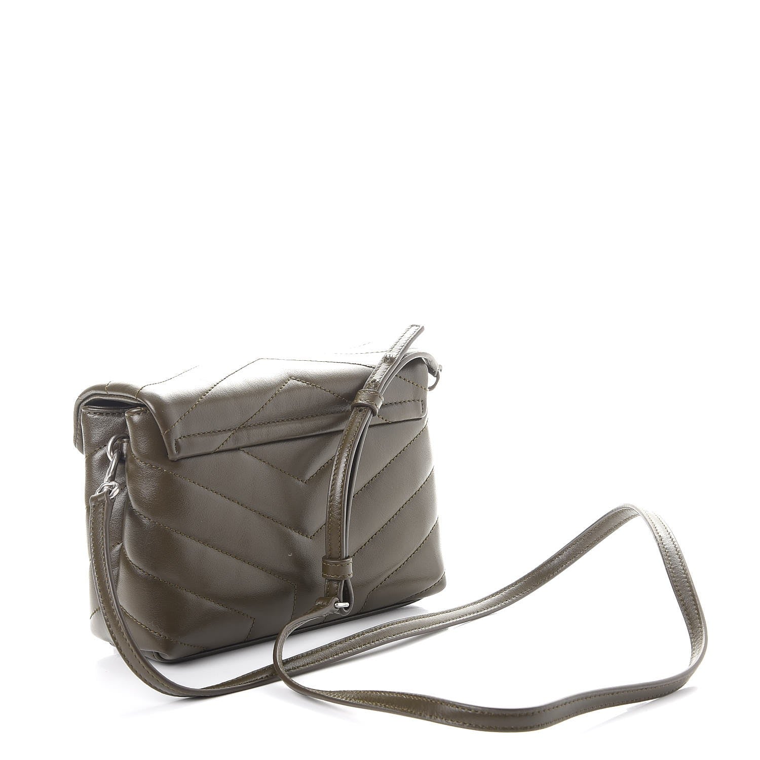 Saint Laurent Calfskin Y Quilted Monogram Toy Loulou Chain Satchel Dark Khaki 4 of 9