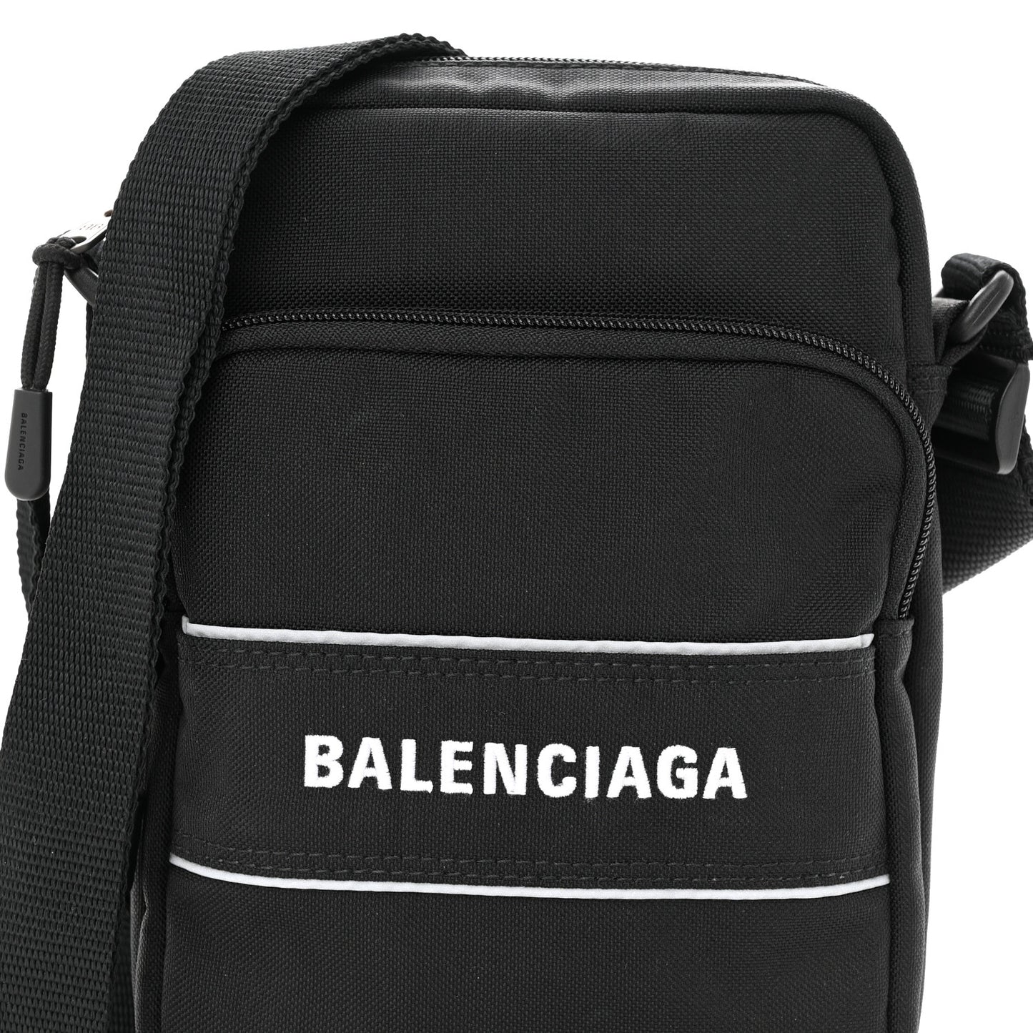 Recycled Nylon Small Sport Messenger Bag Black White