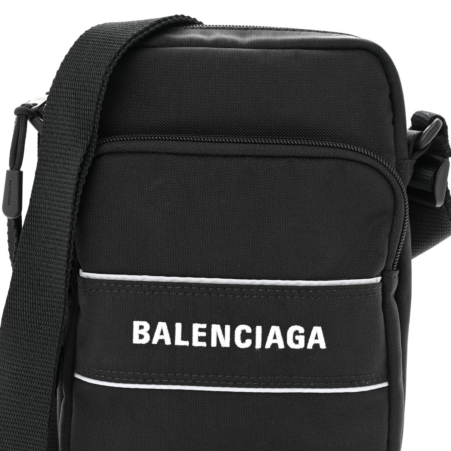 Balenciaga Recycled Nylon Small Sport Messenger Bag Black White 8 of 10