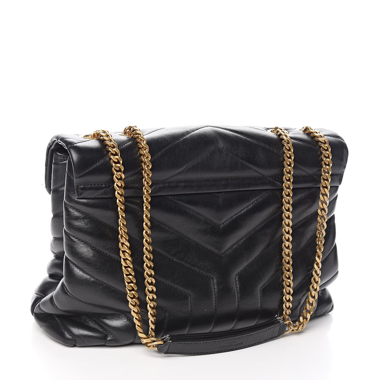 Calfskin Y Quilted Monogram Medium Loulou Chain Satchel Black