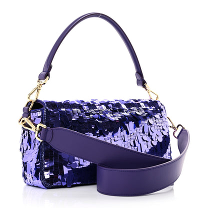 Fendi Sequin Paillettes Shiny Nappa Sex and the City Baguette Viola Purple Rain 3 of 9