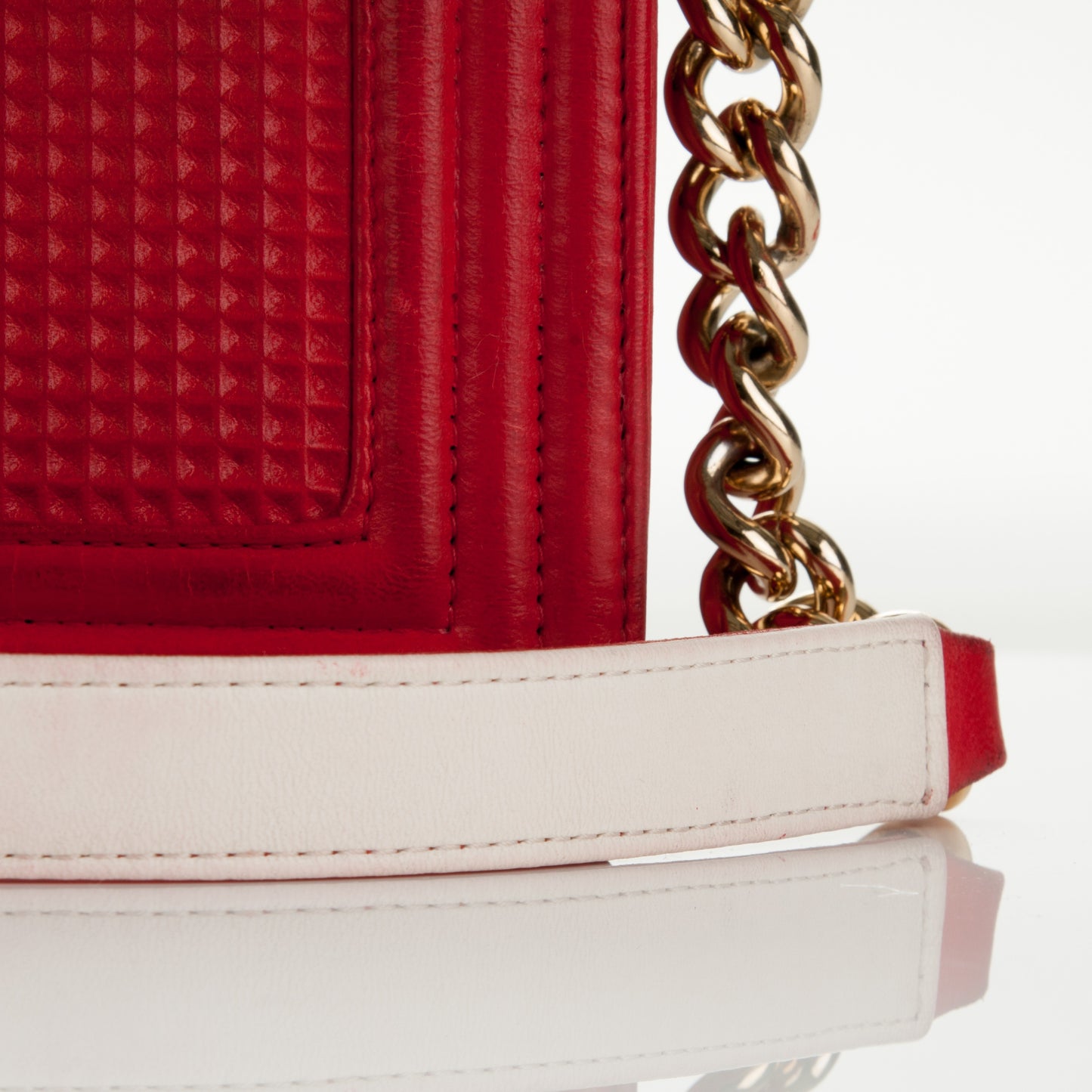 Lambskin Embossed Small Cube Boy Flap Red
