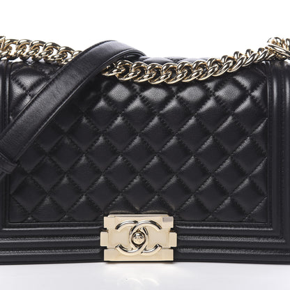 Chanel Lambskin Quilted Medium Boy Flap Black 9 of 12