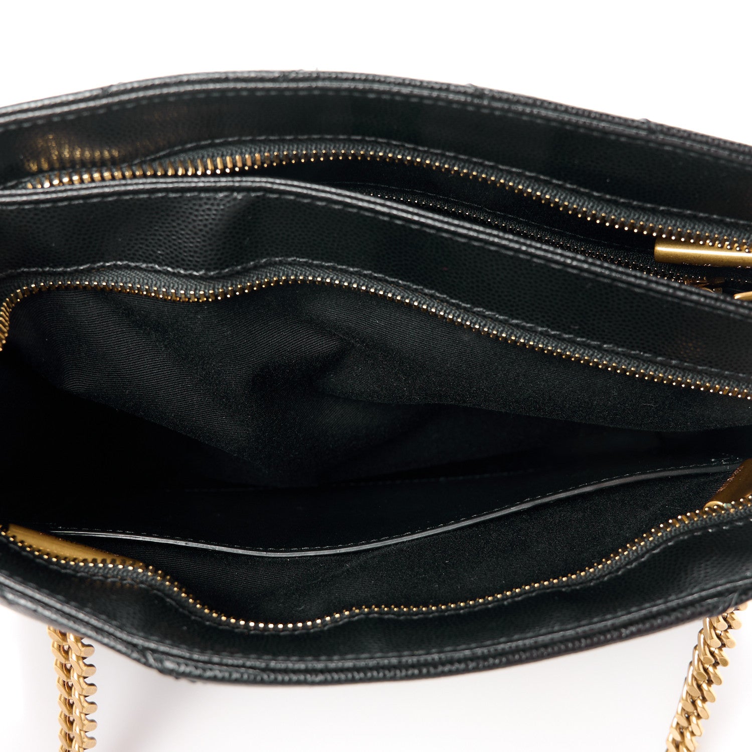 Saint Laurent Grain De Poudre Matelasse Chevron Small Tribeca Shopping Bag Black 5 of 11