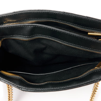 Saint Laurent Grain De Poudre Matelasse Chevron Small Tribeca Shopping Bag Black 5 of 11