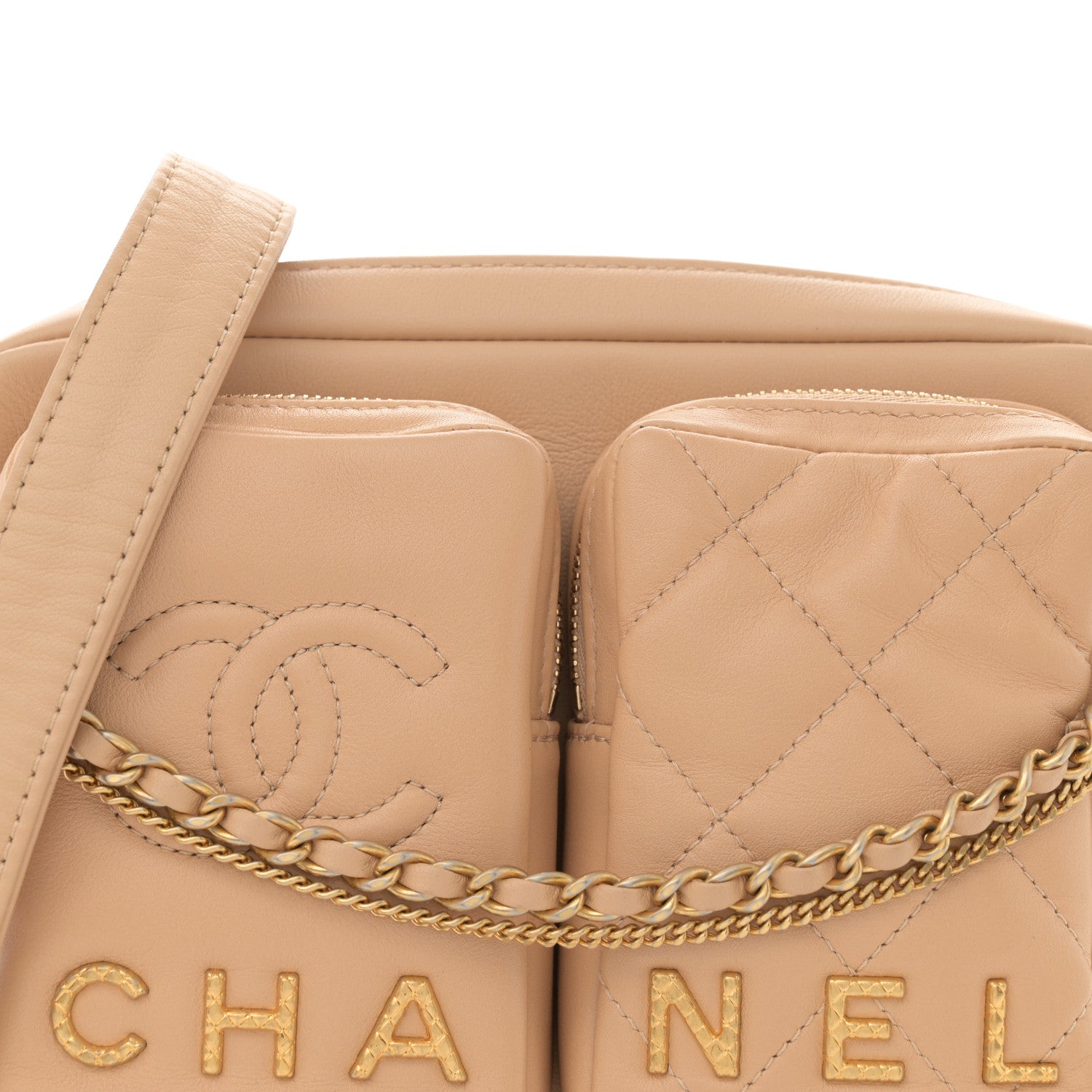 Chanel Calfskin Quilted Small Camera Case Beige 8 of 13