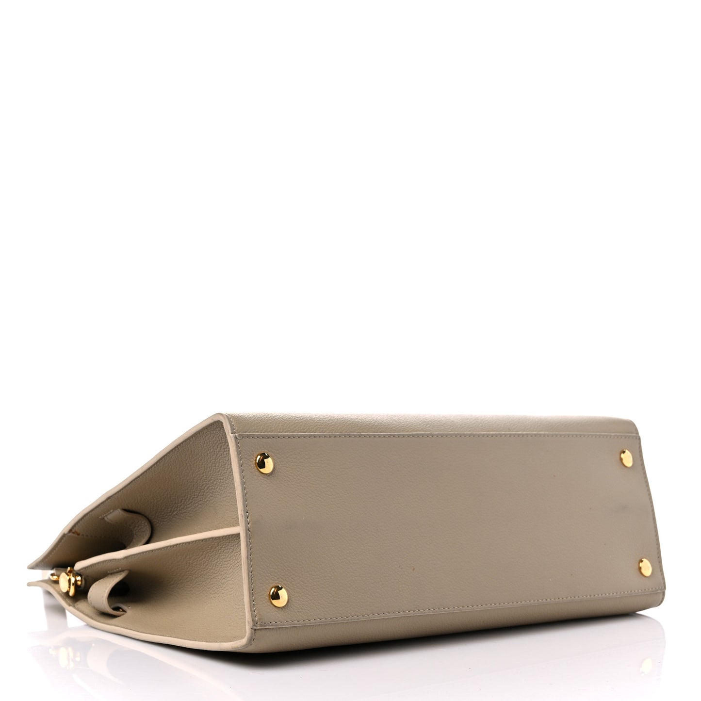 Grainy Calfskin Medium Title Bag Honey