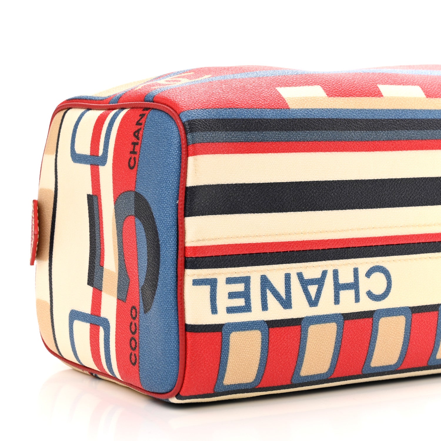 Chanel Coated Canvas Le Train Boston Bag Red 9 of 12