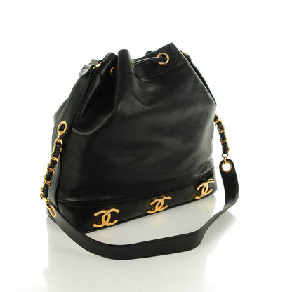 Chanel Lambskin CC Drawstring Shoulder Bag Black 3 of 11