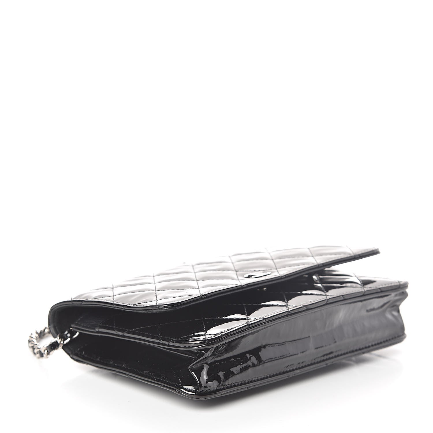 Chanel Patent Quilted Wallet On Chain WOC Black 4 of 10