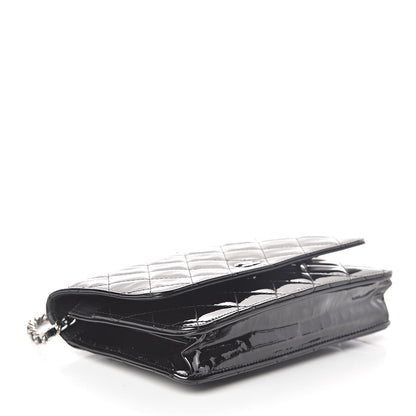 Chanel Patent Quilted Wallet On Chain WOC Black 4 of 10