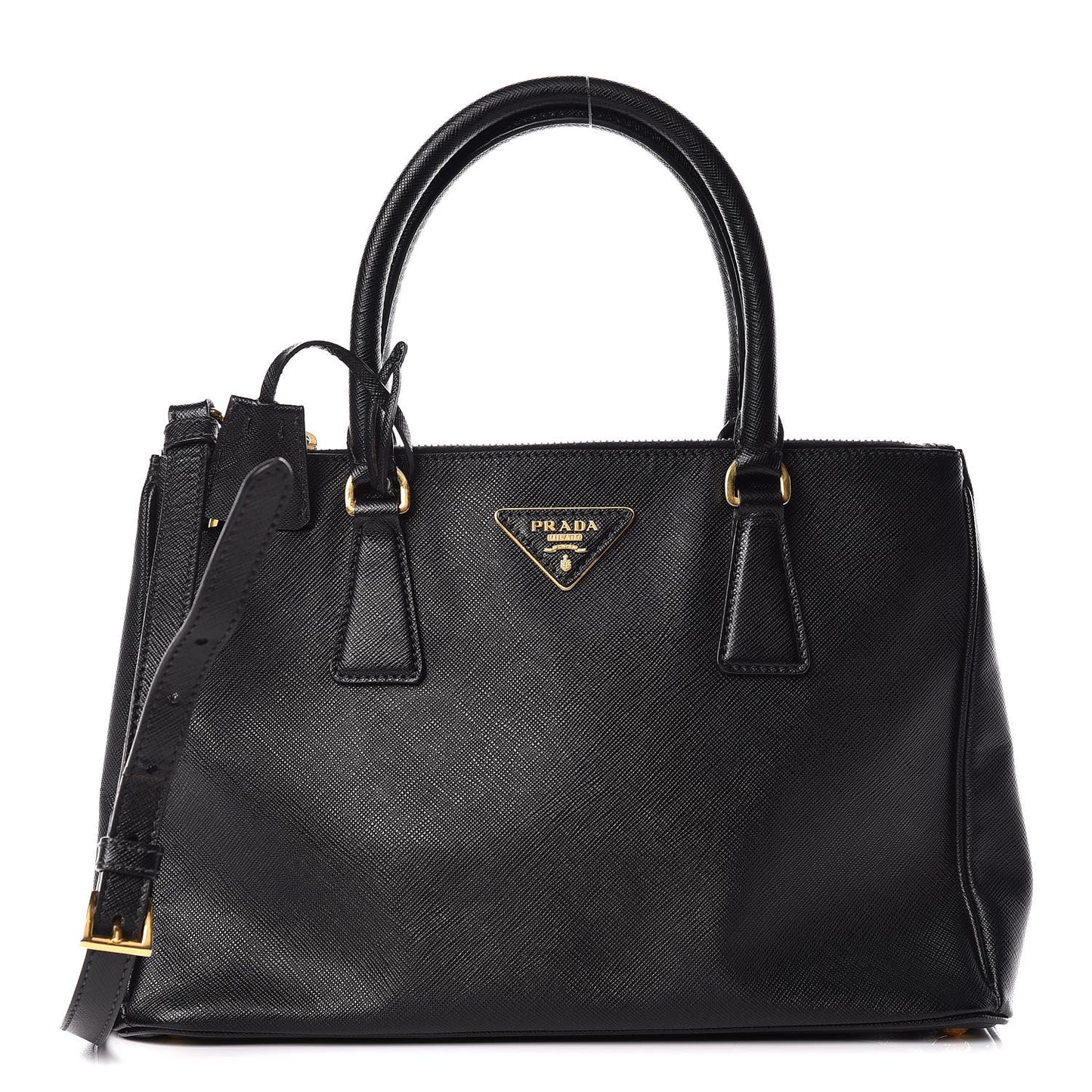 Saffiano Small Galleria Double Zip Tote Black
