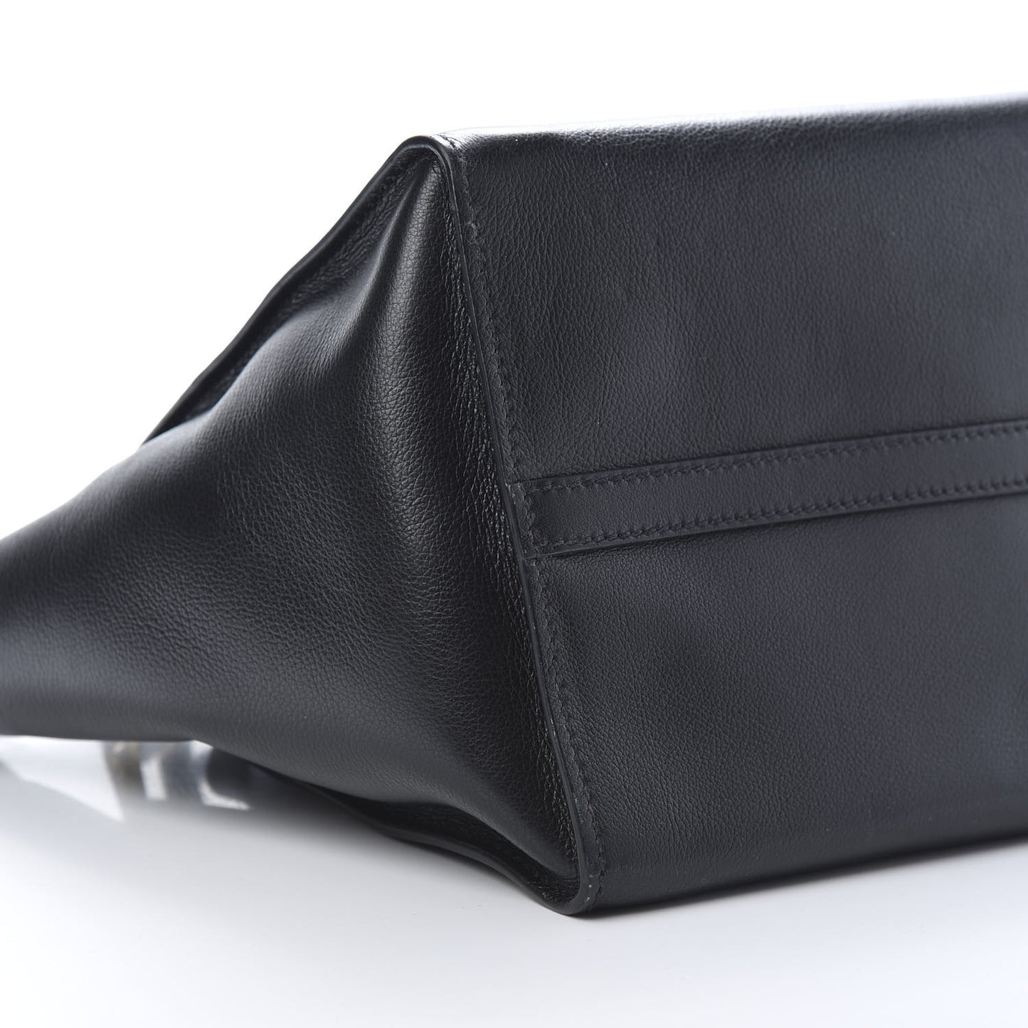 Glace Calf Small Twin Pocket Tote Black