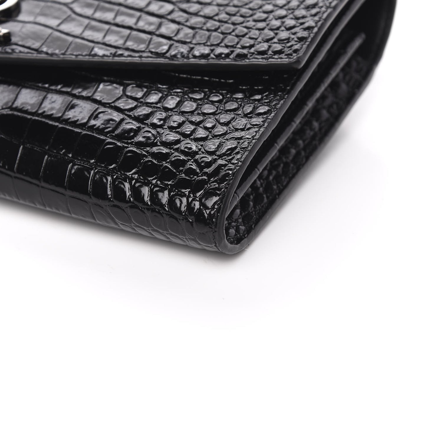 Calfskin Crocodile Embossed Monogram Uptown Crossbody Black