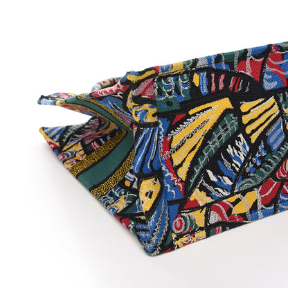 Christian Dior Canvas Embroidered Butterfly Book Tote Black Multicolor 7 of 9