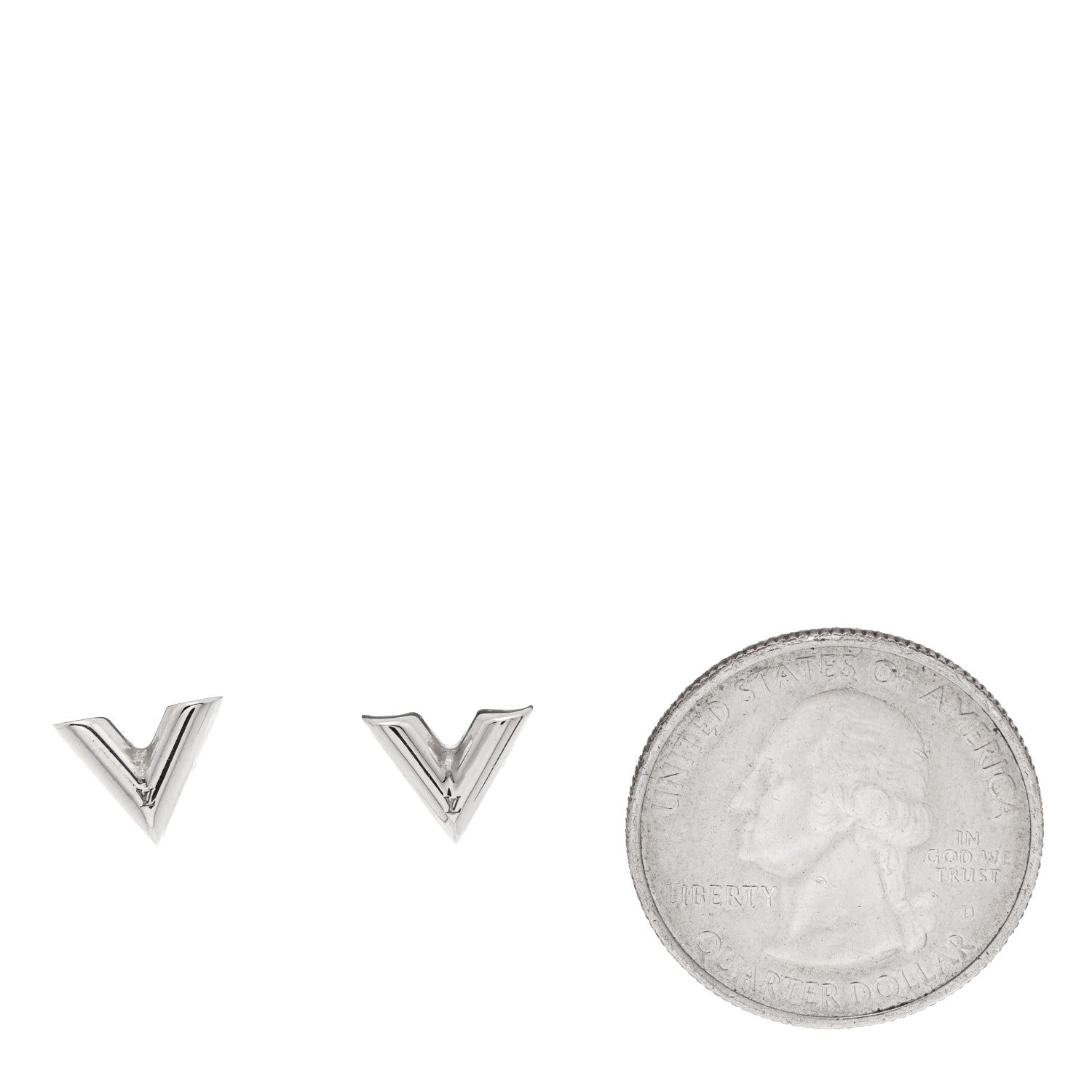 Louis Vuitton Essential V Stud Earrings Silver 2 of 4