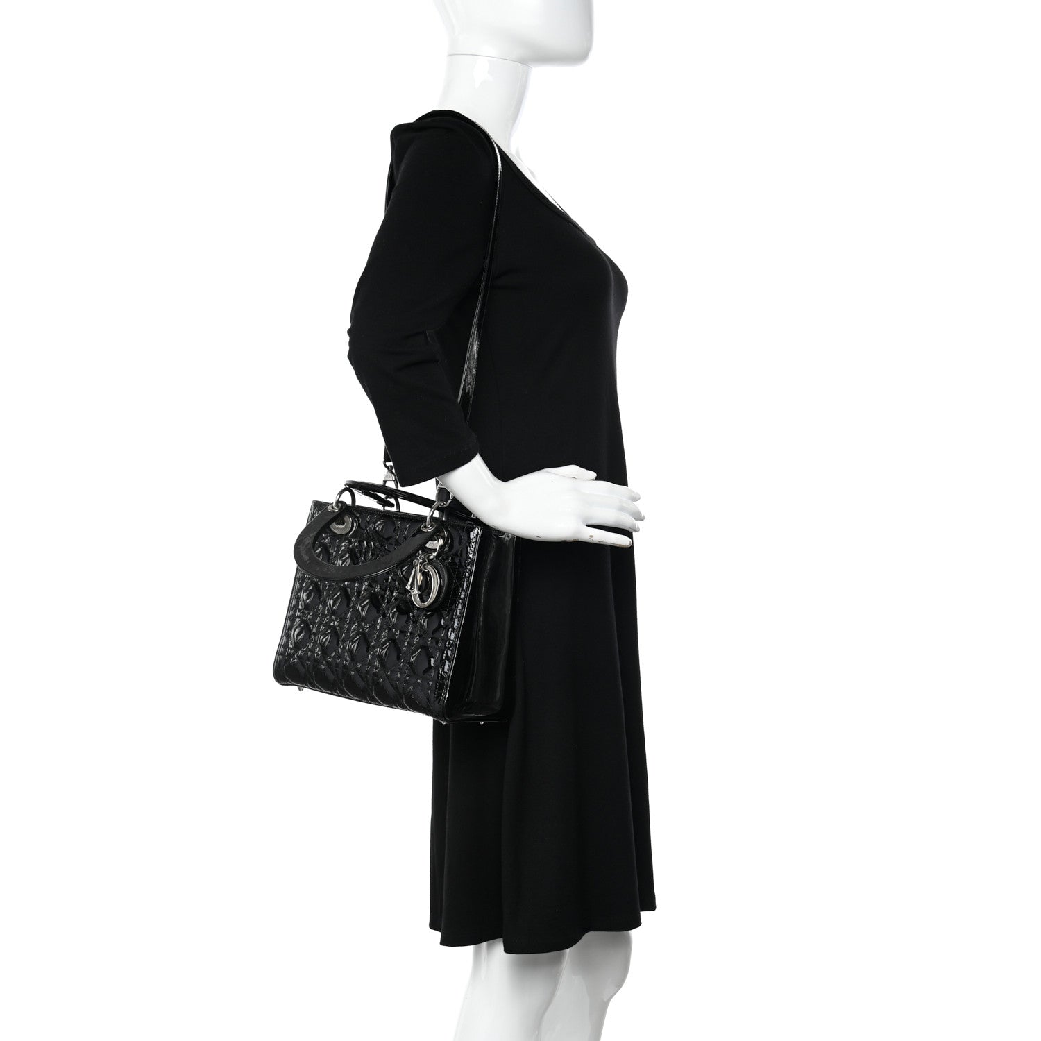 Christian Dior Patent Cannage Medium Lady Dior Black 2 of 11