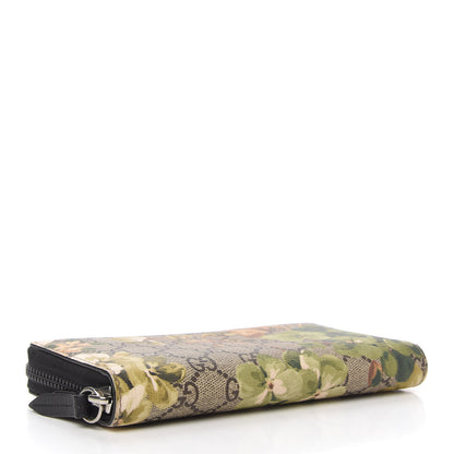Gucci GG Supreme Monogram Blooms Zip Around Wallet Beige New Military Black 4 of 8