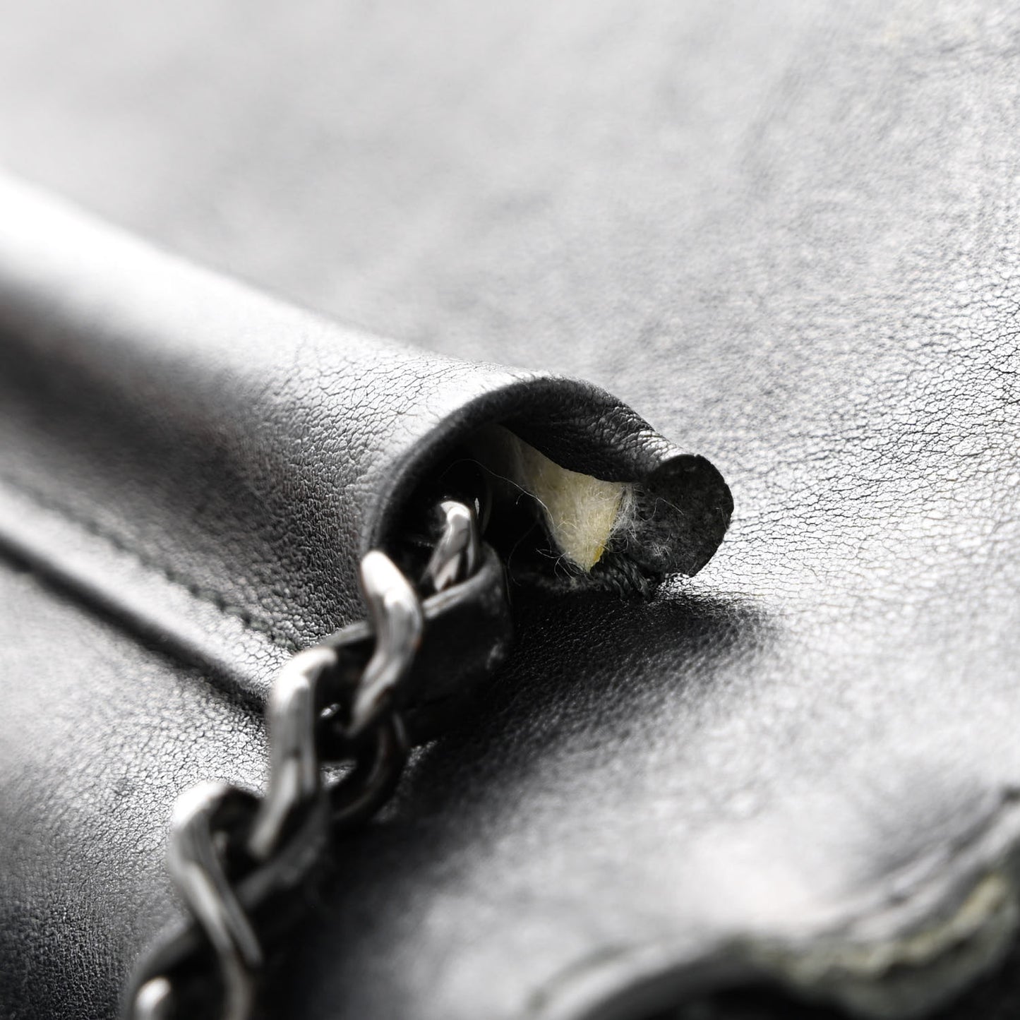 Crumpled Calfskin Quilted Wallet On Chain WOC So Black