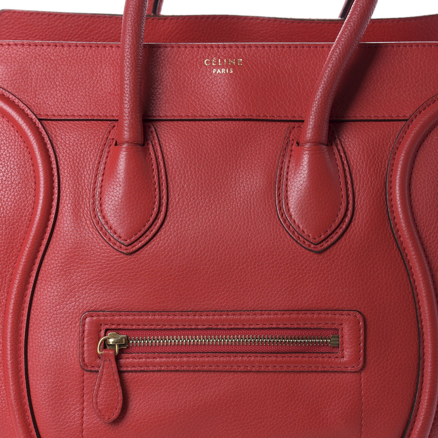 Celine Drummed Calfskin Mini Luggage Red 11 of 11