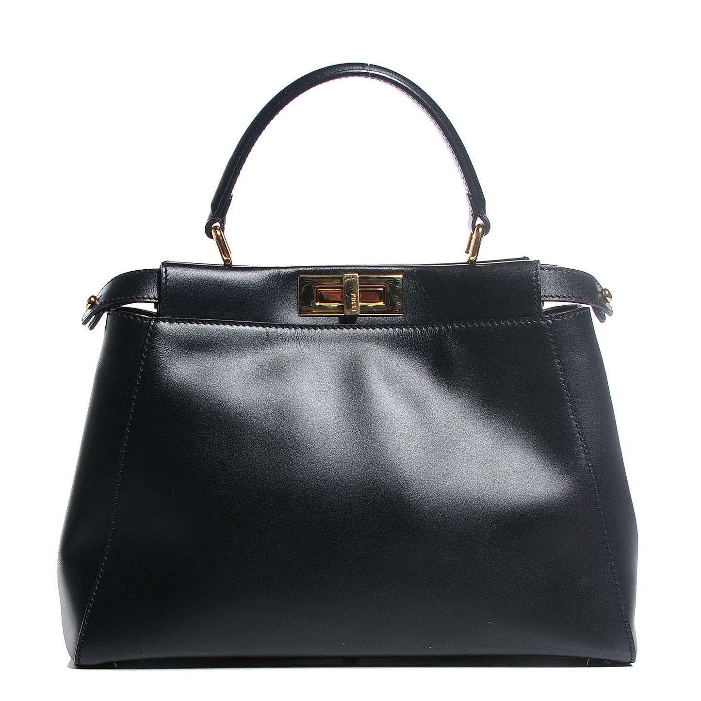 Vitello Morgan Shiny Nappa Medium Peekaboo Iconic Satchel Black