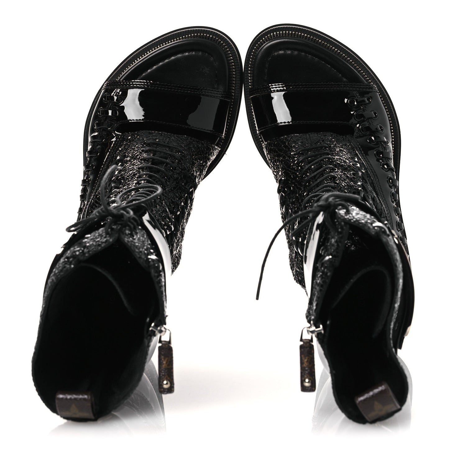 Patent Goatskin Monogram Moonlight Half Boots 37 Black