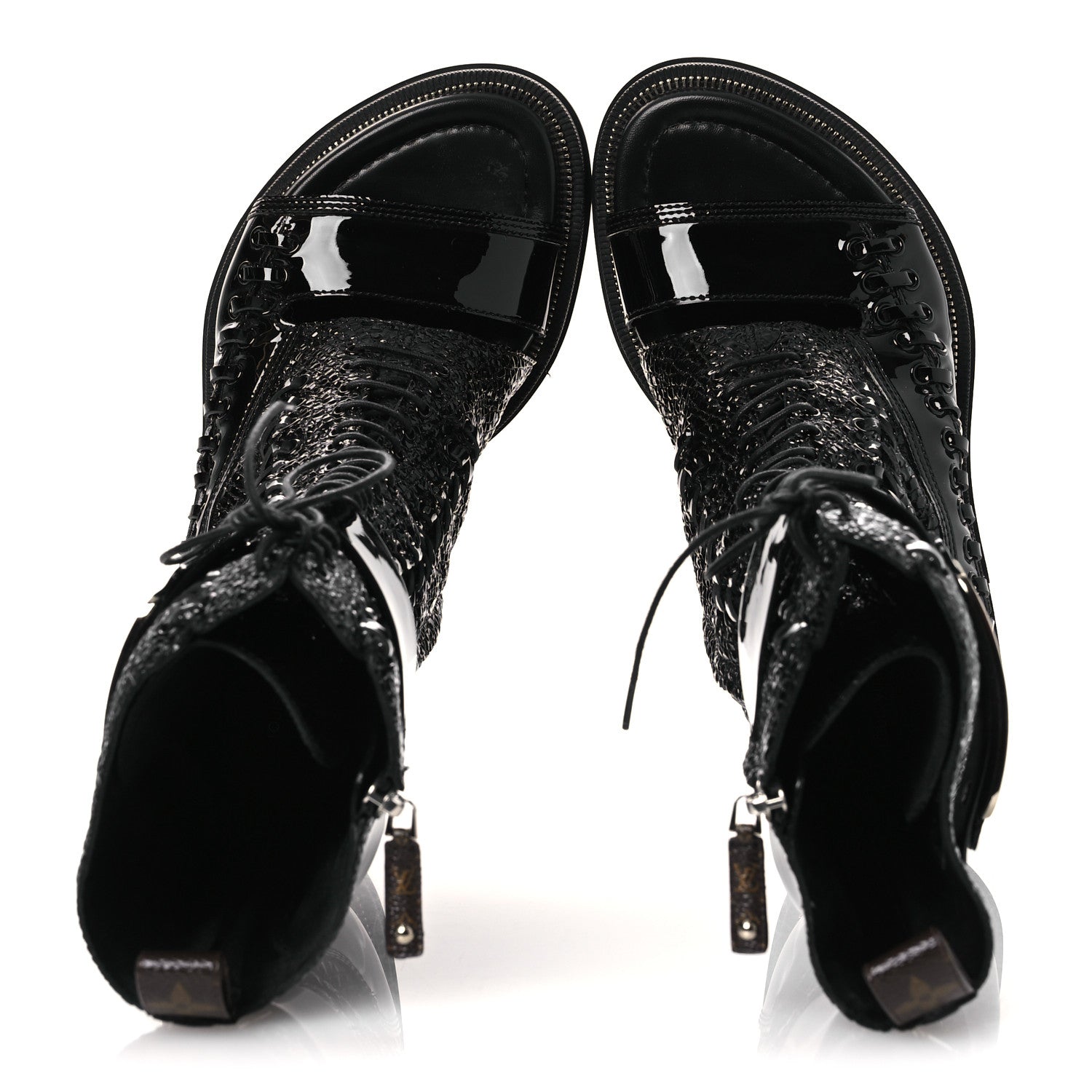 Louis Vuitton Patent Goatskin Monogram Moonlight Half Boots 37 Black 2 of 12