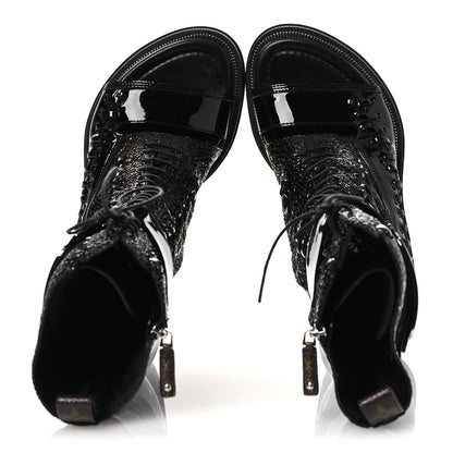 Louis Vuitton Patent Goatskin Monogram Moonlight Half Boots 37 Black 2 of 12