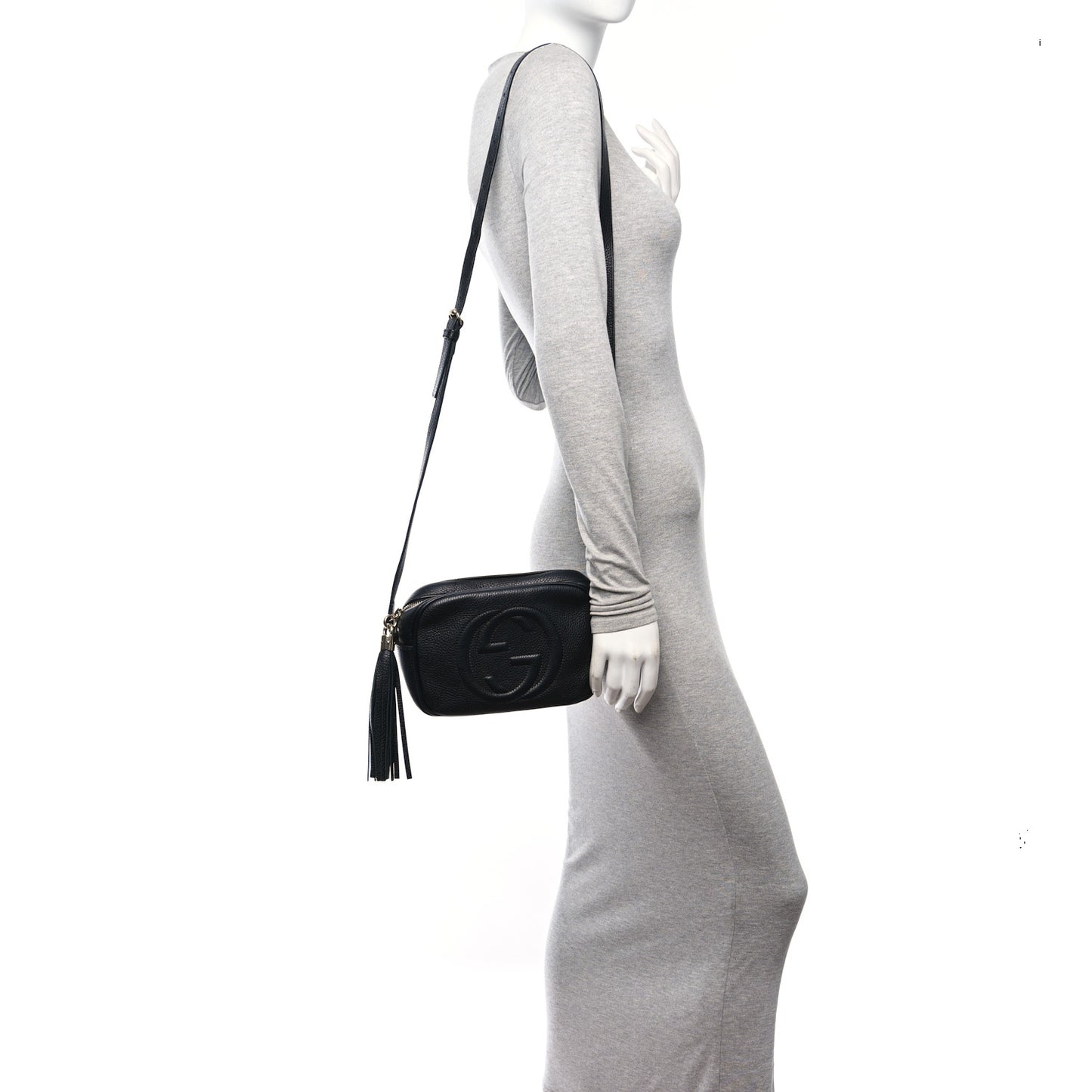 Pebbled Calfskin Small Soho Disco Bag Black