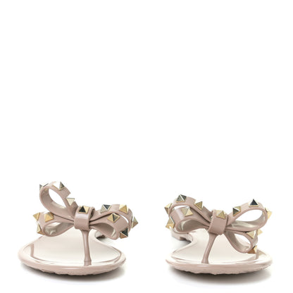 Valentino Garavani PVC Jelly Rockstud Bow Thong Sandals 38 Poudre 4 of 13